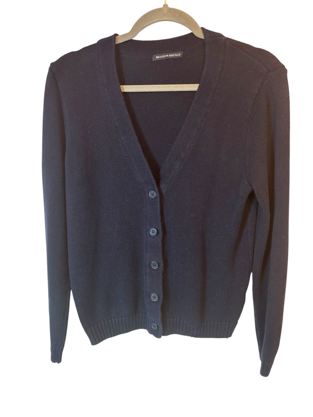 Brandy Melville Dark Navy V-Neck Button Cardigan